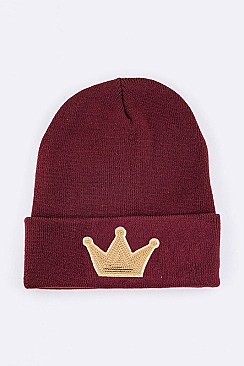 Trendy Sequin Crown Iconic Patch Beanie LA-MKH3514A