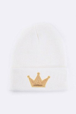 Trendy Sequin Crown Iconic Patch Beanie LA-MKH3514A