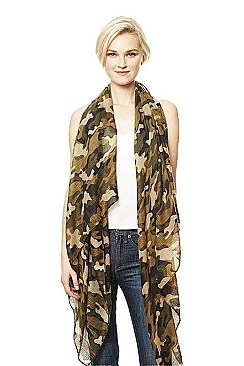 CAMOUFLAGE PRINT LONG SCARF
