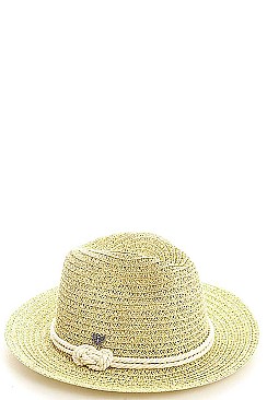 Natural Fiber Woven Ladies Fedora Hat