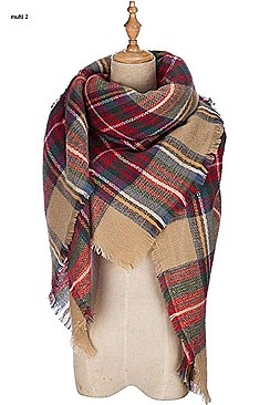 X LARGE PLAID SCARF SHAWL FM-CS6491