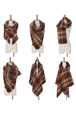 X LARGE PLAID SCARF SHAWL FM-CS6491