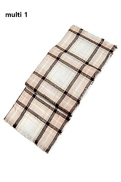 MULTI TONE PLAID X-LARGE BLANKET SCARF FM-CS6491B