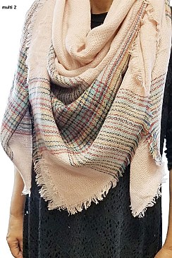 MULTI TONE PLAID X-LARGE BLANKET SCARF FM-CS6491B