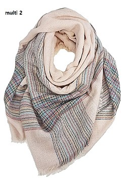 MULTI TONE PLAID X-LARGE BLANKET SCARF FM-CS6491B