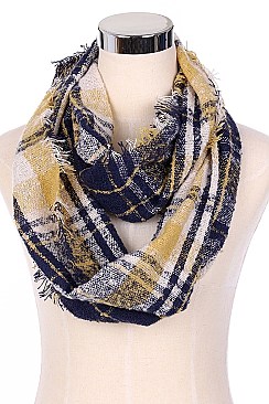 Pack of 12 Cute Plaid Pattern Infinity Scarves