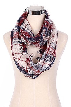 Pack of 12 Cute Plaid Pattern Infinity Scarves