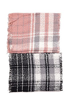 Pack of 12 Cute Plaid Pattern Infinity Scarves