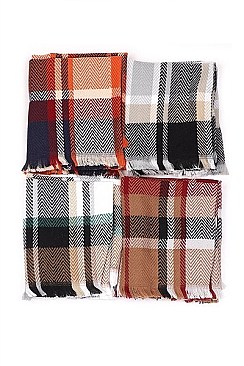 PACK OF 12 CHIC PLAID PATTERN INFINITY SCARVES