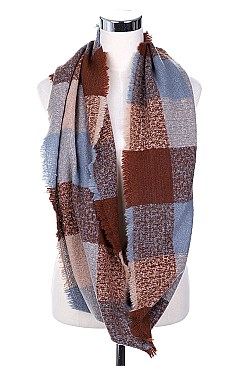 PACK OF 12 ASSORTED COLOR PLAID PATTERN INFINITY SCARVES