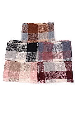 PACK OF 12 ASSORTED COLOR PLAID PATTERN INFINITY SCARVES