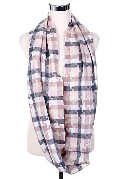 PACK OF 12 ASSORTED FASHION PLAID PATTERN INFINITY SCARVES