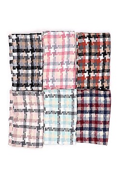 PACK OF 12 ASSORTED FASHION PLAID PATTERN INFINITY SCARVES