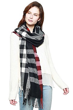 FRINGED PLAID SCARF