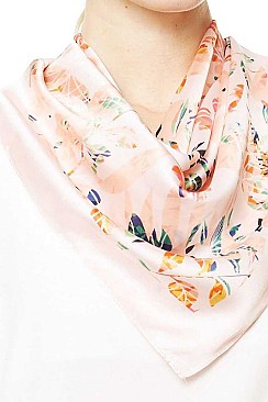 TROPICAL LEAVES PRINT SQUARE SCARF