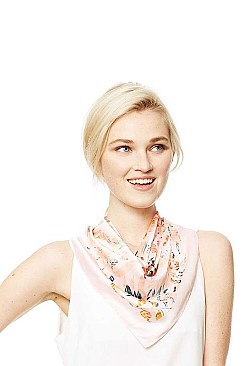 TROPICAL LEAVES PRINT SQUARE SCARF