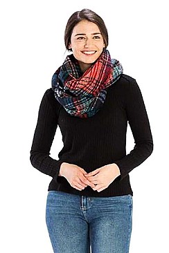 PLAID PRINT INFINITY SCARF