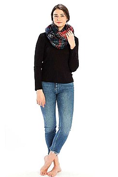 PLAID PRINT INFINITY SCARF