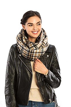 PLAID PRINT INFINITY SCARF