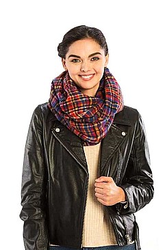 PLAID PRINT INFINITY SCARF