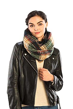 PLAID PRINT INFINITY SCARF