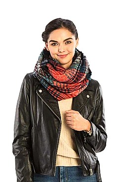 PLAID PRINT INFINITY SCARF