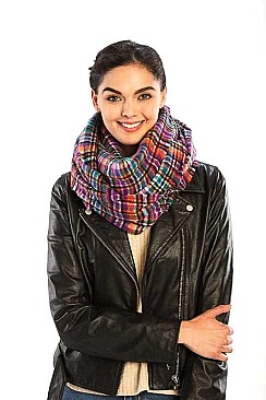 PLAID PRINT INFINITY SCARF