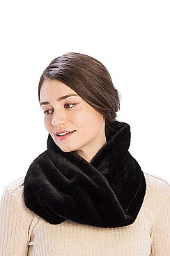 FAUX MINK FUR SOLID INFINITY SCARF