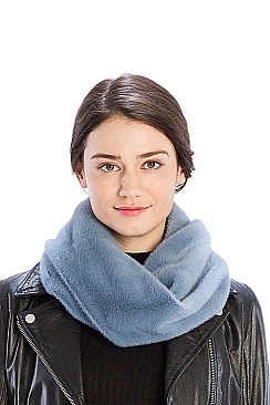 FAUX MINK FUR SOLID INFINITY SCARF