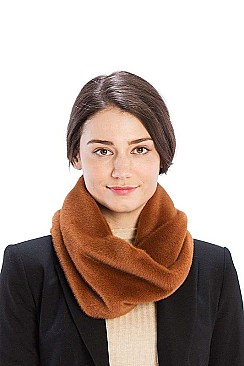 FAUX MINK FUR SOLID INFINITY SCARF