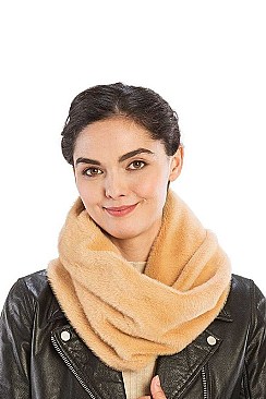 FAUX MINK FUR SOLID INFINITY SCARF