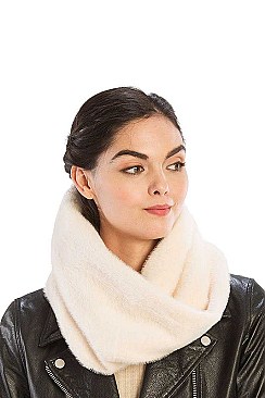 FAUX MINK FUR SOLID INFINITY SCARF