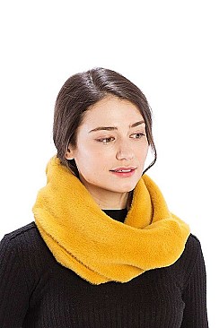 FAUX MINK FUR SOLID INFINITY SCARF