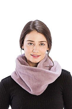 FAUX MINK FUR SOLID INFINITY SCARF