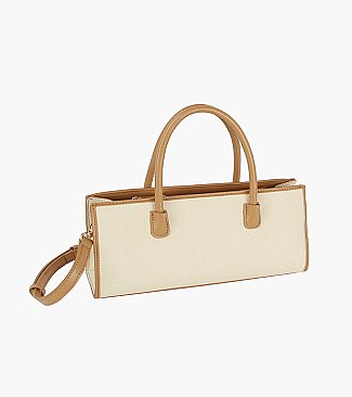 Faux Leather Canvas Satchel