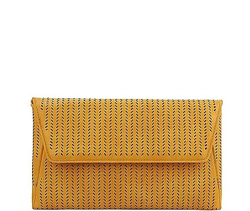 STYLISH CUTTING PATTERN ENVELOPE CLUTCH WITH CHAIN JYCTCL-0017