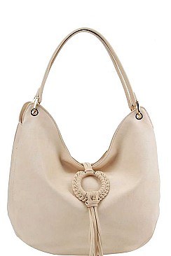 TRENDY TEXTURED PU LEATHER TASSEL HOBO BAG JYCTD-0017