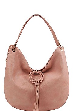 TRENDY TEXTURED PU LEATHER TASSEL HOBO BAG JYCTD-0017