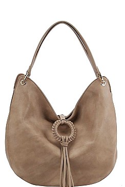 TRENDY TEXTURED PU LEATHER TASSEL HOBO BAG JYCTD-0017