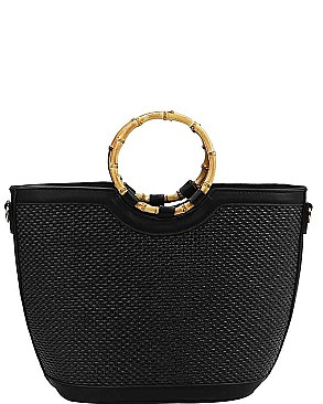 FASHIONABLE BAMBOO HANDLE WEAVE HANDBAG  JYCTDX-0002