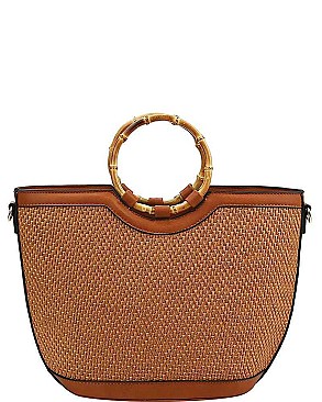 FASHIONABLE BAMBOO HANDLE WEAVE HANDBAG  JYCTDX-0002