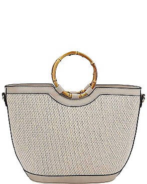 FASHIONABLE BAMBOO HANDLE WEAVE HANDBAG  JYCTDX-0002