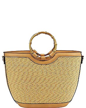 FASHIONABLE BAMBOO HANDLE WEAVE HANDBAG  JYCTDX-0002