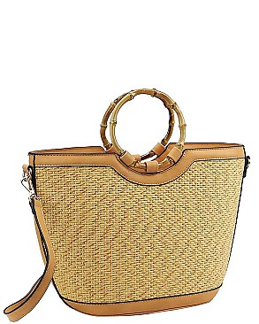 FASHIONABLE BAMBOO HANDLE WEAVE HANDBAG  JYCTDX-0002