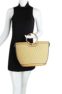 FASHIONABLE BAMBOO HANDLE WEAVE HANDBAG  JYCTDX-0002