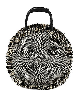 CHIC FASHION WOVEN TRENDY CIRCLE SHOULDER BAG