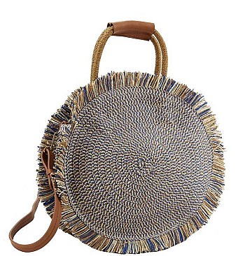 CHIC FASHION WOVEN TRENDY CIRCLE SHOULDER BAG