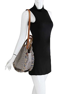 CHIC FASHION WOVEN TRENDY CIRCLE SHOULDER BAG