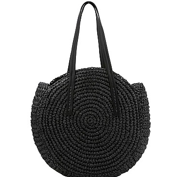 ROUND STRAW TOTE BAG