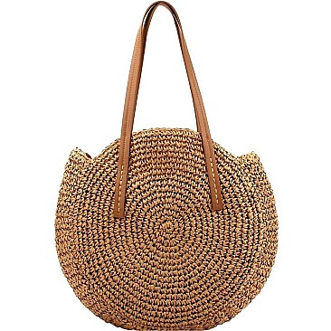 ROUND STRAW TOTE BAG